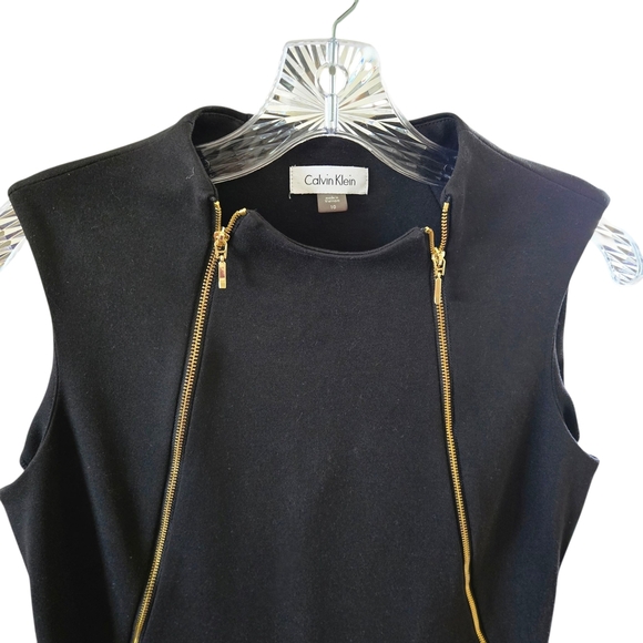 Calvin Klein Black‎ Midi Dress with Gold Zippers - Picture 3 of 9